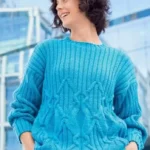 Пуловер з ромбами з «кіс» і резинкою